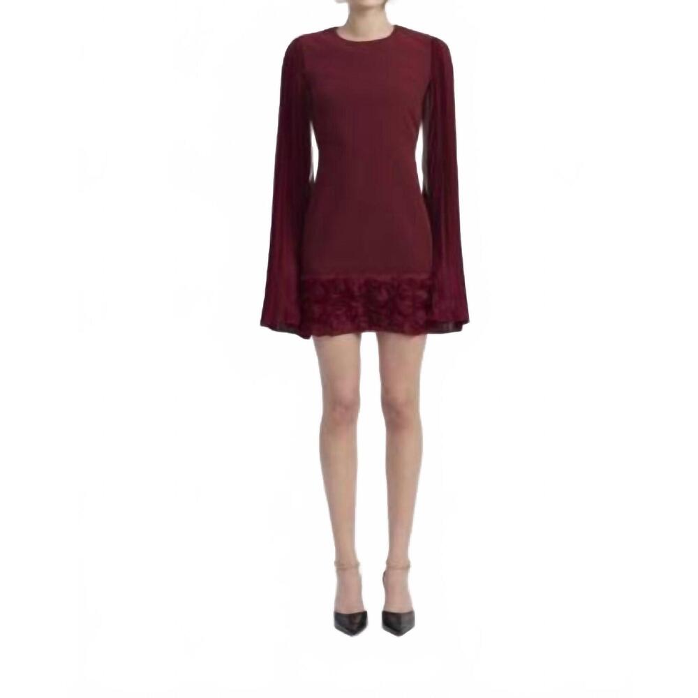 En Saison Burgundy Long Sleeve Mini Dress